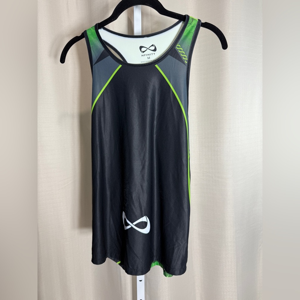 NFINITY Black and‎ Green Athletic Swim Tank